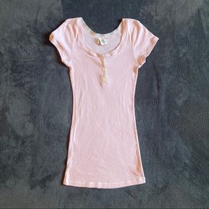 Girls light pink and white lace nightgown